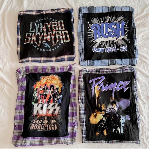 Hand Crafted Reworked Rock Band Tee Flannels - Picture 2 of 4